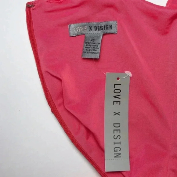 NWT NEW Love By Design Size XS Nordstrom Ruched Bodycon Mini Dress Hibiscus Pink - Picture 5 of 6